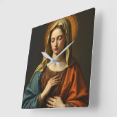 Jungfrau Mary Renaissance Style Clock Quadratische Wanduhr (Winkel)