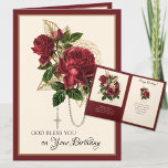 Jungfrau Mary Rosary Card zum Geburtstag Karte<br><div class="desc">Mit dem heiligen Rosenkranz ein wunderschönes katholisches religiöses Bild tiefer rote Rosen.  Im Inneren ist die gesegnete Jungfrau Mary mit dem Baby Jesus in ihren Armen überlagert auf den Rose.   Ein Schriftzug Vers ist im Inneren. Alle Texte und Schriftart können zum Anzug des Ereignisses und des Empfängers geändert werden.</div>