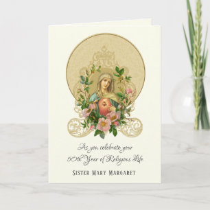 Jungfrau Mary Rose Katholische Nun Religious Life  Feiertagskarte