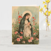Jungfrau Mary Rote Rosen Heiliges Rosary Gebet Karte (Gelbe Blume)