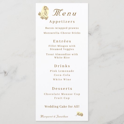 Jungfrau Mary Sepia Katholic Wedding Menu Menükarte (Vorderseite)