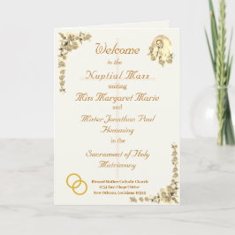 Jungfrau Mary Sepia Katholic Wedding Program Programm