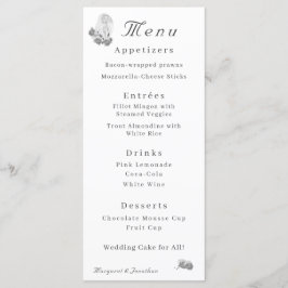 Jungfrau Mary Silver Katholic Wedding Menu Menükarte