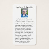 Jungfrau Mary Spanish Funeral Memorial Holcard - (Rückseite)