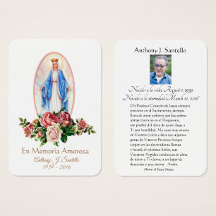 Jungfrau Mary Spanish Funeral Memorial Holcard -