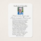 Jungfrau Mary Spanish Funeral Memorial Holcard - (Rückseite)