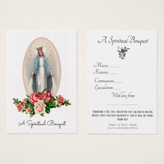 Jungfrau Mary Spiritual Bouquet Gebet Heilige Kart (Vorne & Hinten)