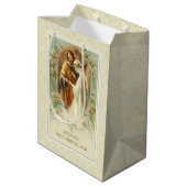 Jungfrau Mary & St. Joseph Wedding Katholic Mittlere Geschenktüte (Rückseite Schrägansicht)
