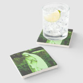 Jungfrau Mary Statue Pink Steinuntersetzer (Seitenansicht)