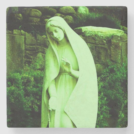 Jungfrau Mary Statue Pink Steinuntersetzer (Vorderseite)