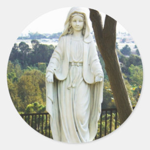 Jungfrau Mary Statue Runder Aufkleber