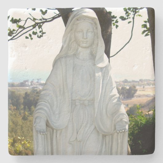 Jungfrau Mary Statue Steinuntersetzer (Vorderseite)