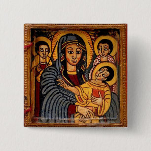 Jungfrau Mary the Theotokos Ethiopian Icon Button
