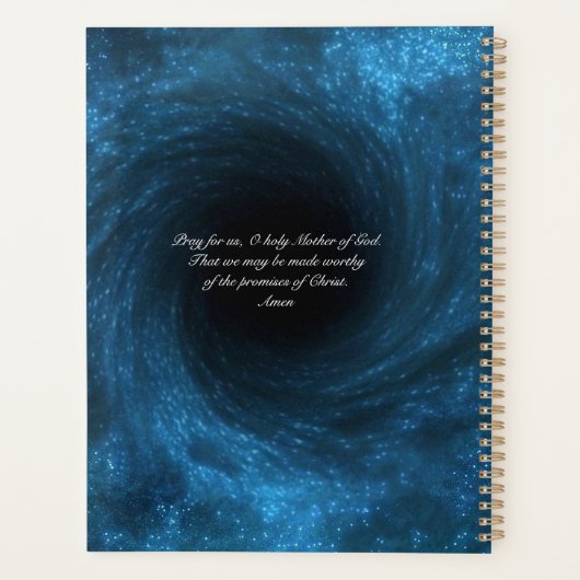 Jungfrau Mary trägt eine Goldkrone Spirale Planer (Rückseite)