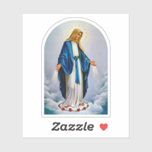 Jungfrau Mary über Wolken und einen Kreis von Rote Aufkleber