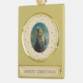 Jungfrau Mary und Baby Jesus auf dem Sternenhimmel Banner-Ornament Gold (Links)