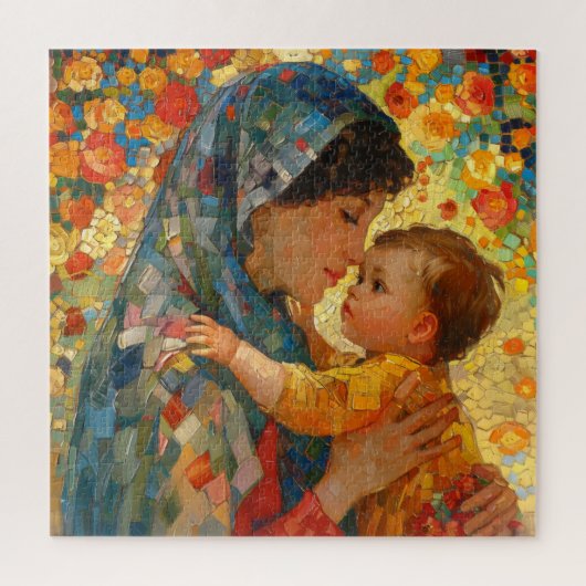 Jungfrau Mary und Baby Jesus Impressionismus Puzzle (Vertikal)