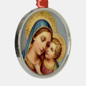Jungfrau Mary und Baby-Jesus-Weihnachtsverzierung Silbernes Ornament (Rechts)