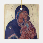 Jungfrau Mary und das Christ Child Icon Keramikornament (Rückseite)
