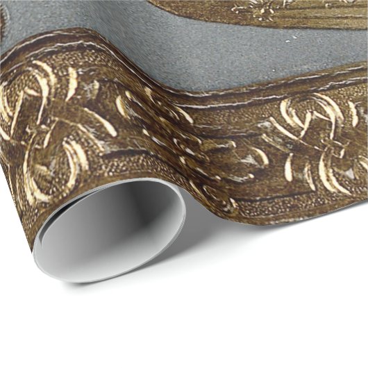 Jungfrau Mary und goldenes elegantes Geschenkpapier (Rolleneckpunkt)