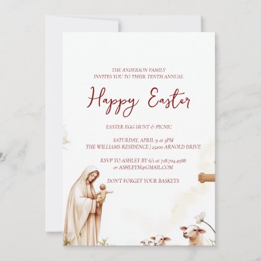 Jungfrau Mary und Isus alljährlich glückliche Oste Einladung (Vorderseite)
