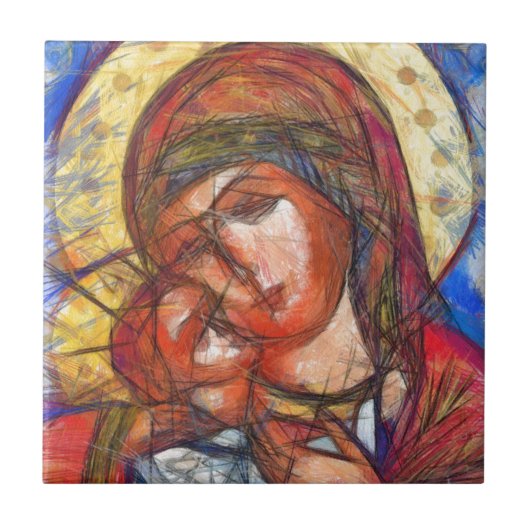 Jungfrau Mary und Jesus-Kind Fliese (Vorderseite)