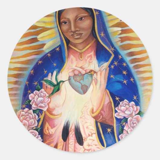 Jungfrau Mary - Unsere Dame von Guadalupe Runder Aufkleber (Vorderseite)