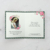 Jungfrau Mary Vintag Religious Pink Roses Drehbuch Karte (Innenseite)