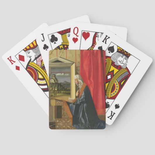 Jungfrau Mary, vom Ankündigung Diptych (Öl an Spielkarten (Rückseite)