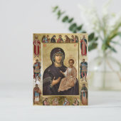 Jungfrau mit Heiligen Orthodoxes Christliches Symb Postkarte (Stehend Vorderseite)