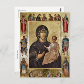 Jungfrau mit Heiligen Orthodoxes Christliches Symb Postkarte (Vorne/Hinten)