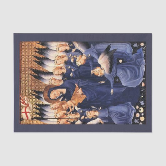 JUNGFRAU MIT KIND, ANGELN, CHRISTMAS JOACE-LIEBE SEIDENPAPIER (Vorderseite)