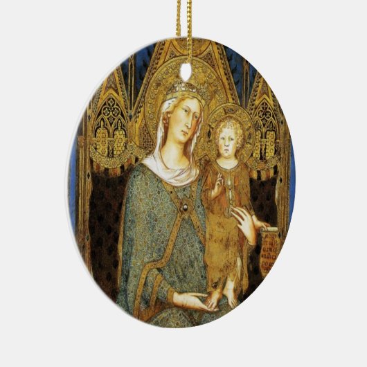 JUNGFRAU MIT KIND ,Blue Saphir Keramik Ornament (Rechts)