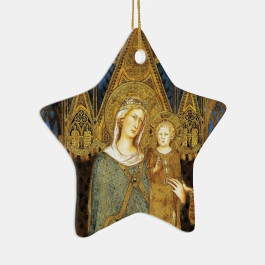 JUNGFRAU MIT KIND ,Blue Saphir Keramik Ornament (Rechts)