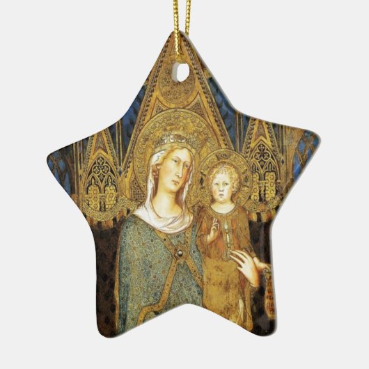 JUNGFRAU MIT KIND ,Blue Saphir Keramik Ornament (Links)