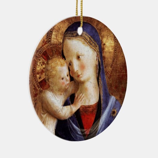 JUNGFRAU MIT KIND ,Blue Sapphire Gem Weihnachten Keramik Ornament (Rechts)