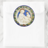 JUNGFRAU MIT KIND, Blumenweihkreuz Runder Aufkleber (Tasche)