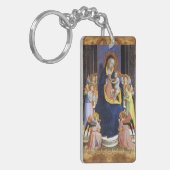 JUNGFRAU MIT KIND, KINDERN UND SITZEN, blau Schlüsselanhänger (Vorderseite links)