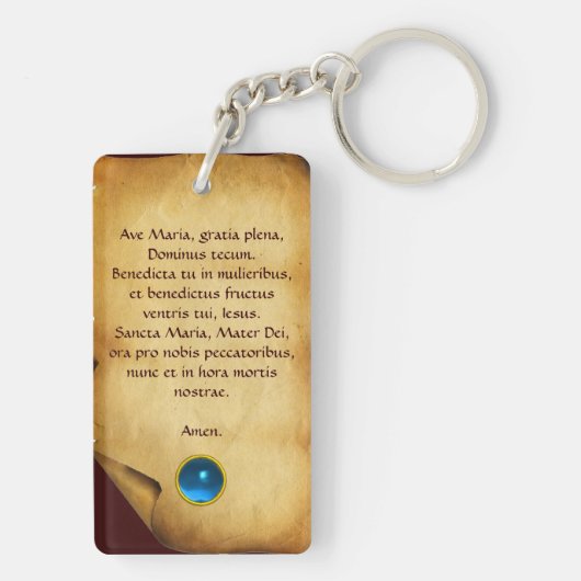 JUNGFRAU MIT KIND, KINDERN UND SITZEN, blau Schlüsselanhänger (Rückseite)