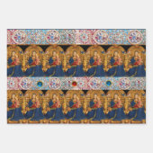 JUNGFRAU MIT KIND, KINDERN UND SITZEN, ROTEN BLAUE GESCHENKPAPIER SET (Vorderseite 3)