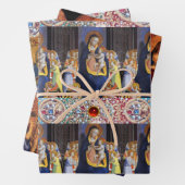 JUNGFRAU MIT KIND, KINDERN UND SITZEN, ROTEN BLAUE GESCHENKPAPIER SET (Beispiel)