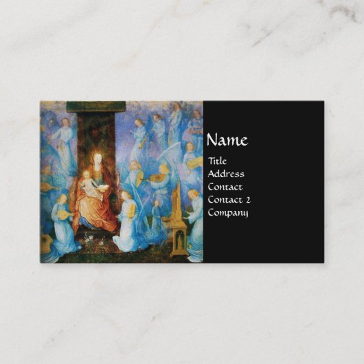 JUNGFRAU MIT KIND - KONZERT MIT BLAUEN ANGELN, sch Visitenkarte (Vorderseite)