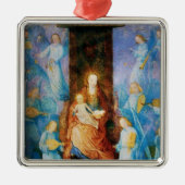JUNGFRAU MIT KIND - KONZERT VON ENGELN, blauer Ornament Aus Metall (Vorne)
