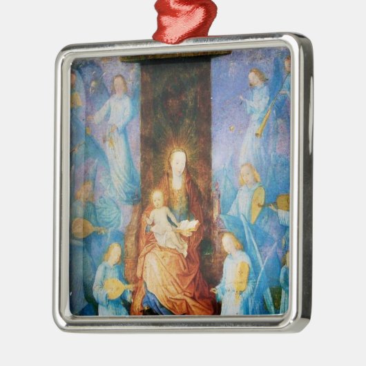 JUNGFRAU MIT KIND - KONZERT VON ENGELN, blauer Ornament Aus Metall (Links)