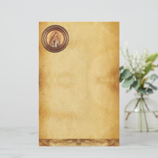 JUNGFRAU MIT KIND, Pergament Briefpapier (Stehend Vorderseite)