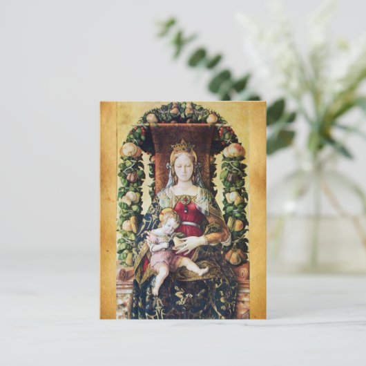 JUNGFRAU MIT KIND , Pergament Postkarte (Stehend Vorderseite)