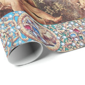 JUNGFRAU MIT KIND, ROTEN BLAUEN GEMSTONS, WEISSEN  GESCHENKPAPIER (Rolleneckpunkt)