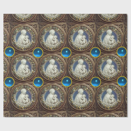 JUNGFRAU MIT KIND ,Saphirsteinen Geschenkpapier (Flach)