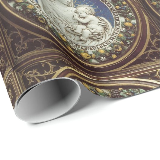 JUNGFRAU MIT KIND ,Saphirsteinen Geschenkpapier (Rolleneckpunkt)