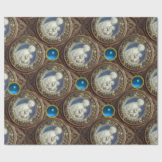 JUNGFRAU MIT KIND ,Saphirsteinen Geschenkpapier (Flach)